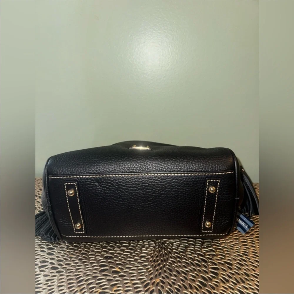 Dooney & Bourke Black Leather Satchel Bag with Tassels - Picture 13 of 13
